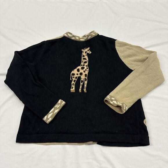 Vtg 90s Christopher & Banks Cardigan Sweater Size S Animal Embroidered Grandma - Picture 9 of 10